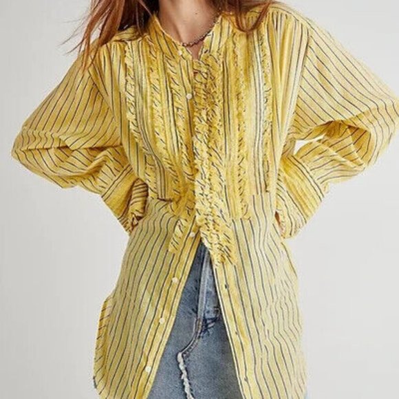 Free People Fp One Montana Shirt Fp One Striped Tunic Top S - Picture 1 of 5
